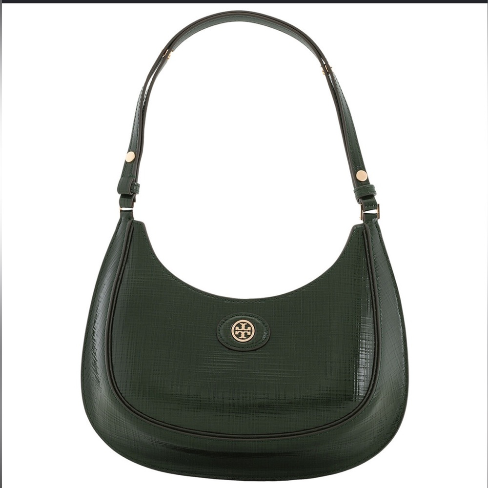 Evergreen Robinson Embossed Leather Crescent Bag- Tory Burch- New With Tags